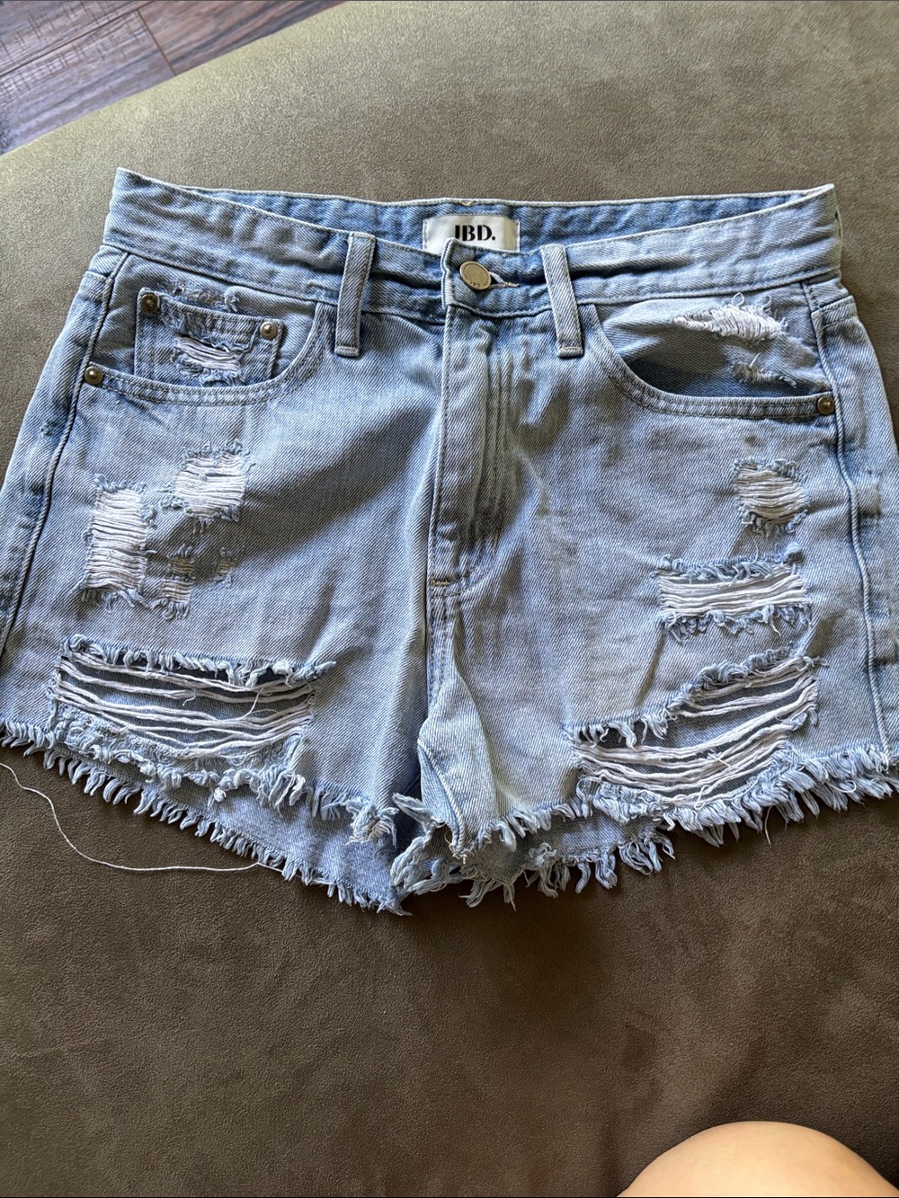 Just Black Light Blue Distressed Jean Shorts